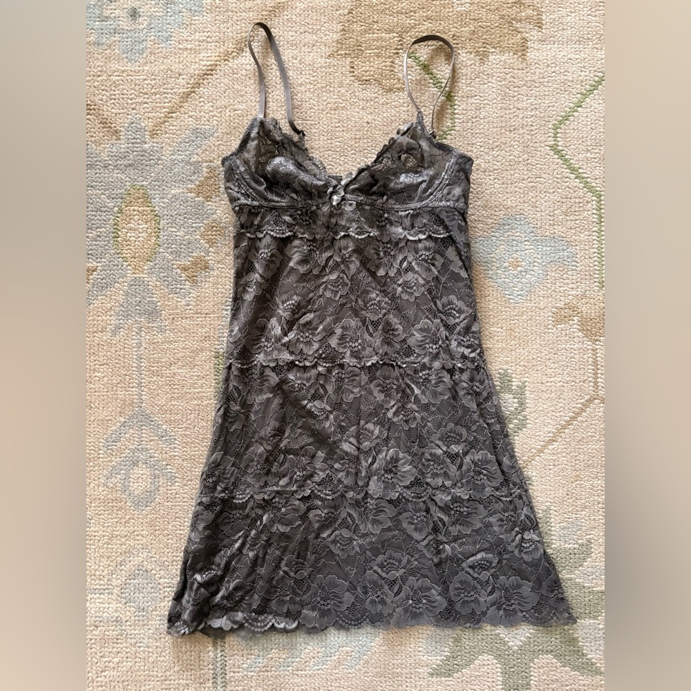 Blush Sweetest Sin Lace Chemise Nightgown in Gray